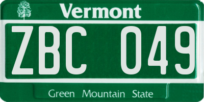 VT license plate ZBC049
