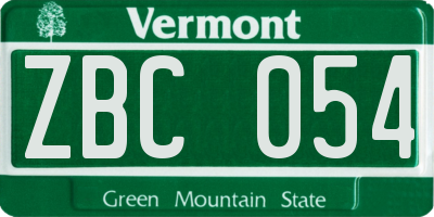 VT license plate ZBC054