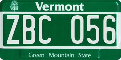 VT license plate ZBC056