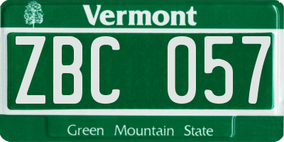VT license plate ZBC057