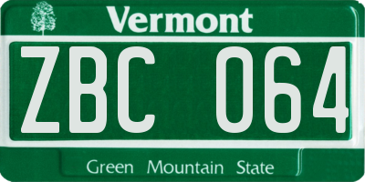 VT license plate ZBC064