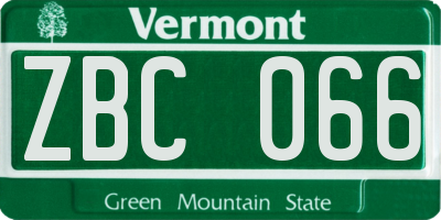 VT license plate ZBC066