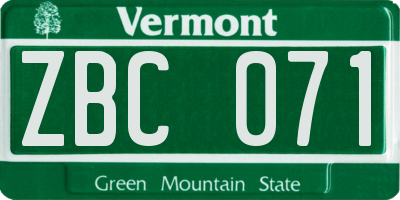 VT license plate ZBC071