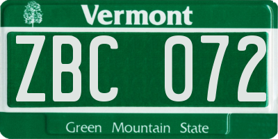 VT license plate ZBC072