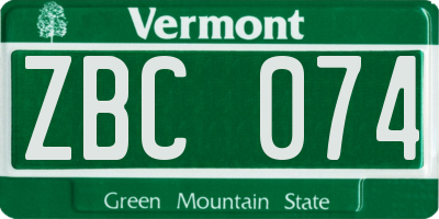 VT license plate ZBC074