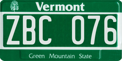 VT license plate ZBC076