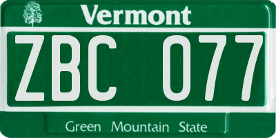 VT license plate ZBC077