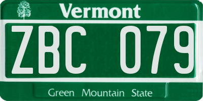 VT license plate ZBC079