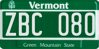 VT license plate ZBC080