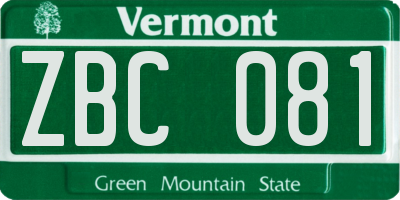 VT license plate ZBC081
