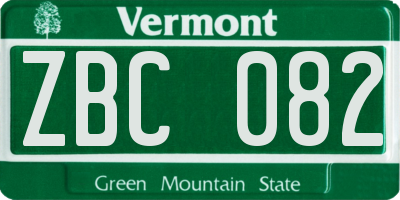 VT license plate ZBC082