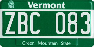 VT license plate ZBC083