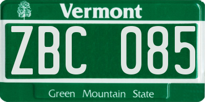 VT license plate ZBC085