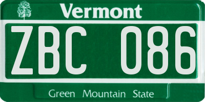 VT license plate ZBC086