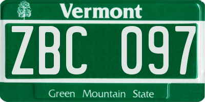 VT license plate ZBC097
