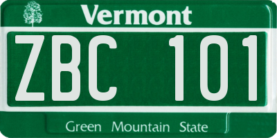 VT license plate ZBC101