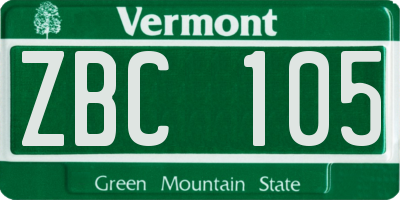 VT license plate ZBC105