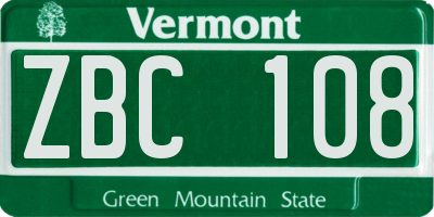 VT license plate ZBC108