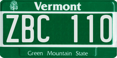 VT license plate ZBC110
