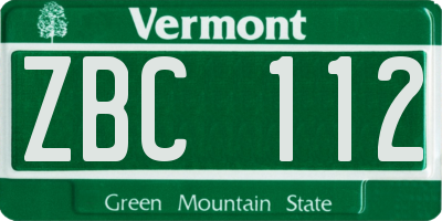 VT license plate ZBC112