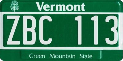 VT license plate ZBC113