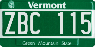 VT license plate ZBC115