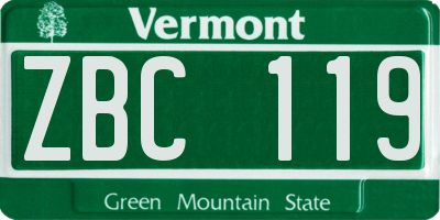 VT license plate ZBC119
