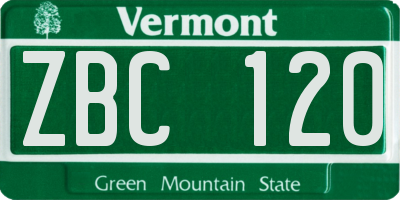 VT license plate ZBC120
