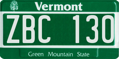 VT license plate ZBC130