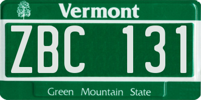 VT license plate ZBC131