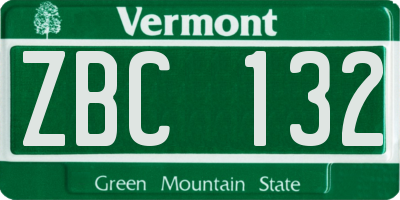 VT license plate ZBC132