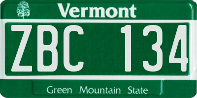 VT license plate ZBC134
