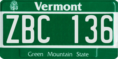 VT license plate ZBC136