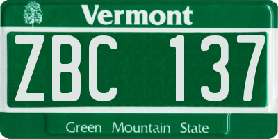 VT license plate ZBC137
