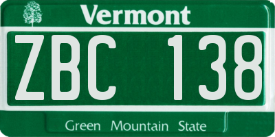 VT license plate ZBC138