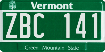 VT license plate ZBC141