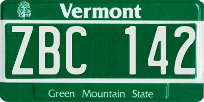 VT license plate ZBC142