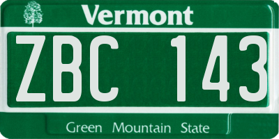 VT license plate ZBC143