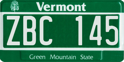 VT license plate ZBC145