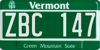 VT license plate ZBC147