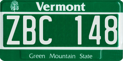 VT license plate ZBC148