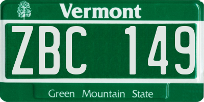 VT license plate ZBC149