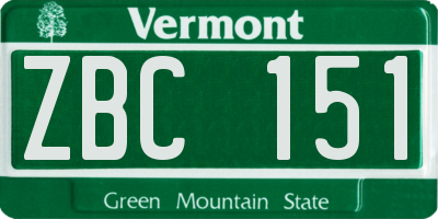 VT license plate ZBC151
