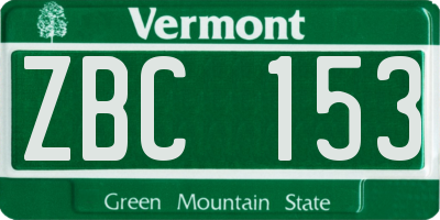 VT license plate ZBC153