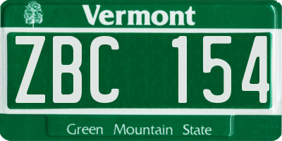 VT license plate ZBC154