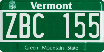 VT license plate ZBC155