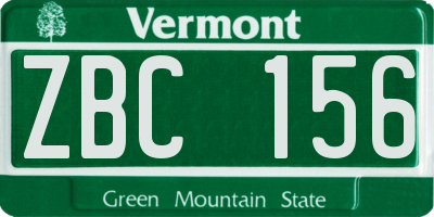 VT license plate ZBC156