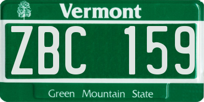 VT license plate ZBC159