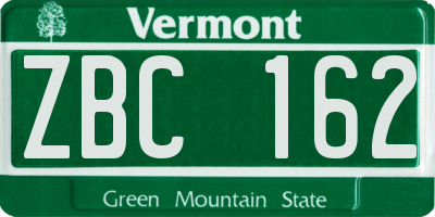 VT license plate ZBC162
