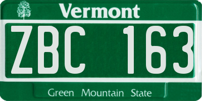 VT license plate ZBC163